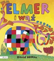 Elmer i wąż. Autor: David McKee. SmakLiter.pl Okładka książki Elmer i wąż