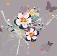 Opakowanie Karnet Swarovski kwadrat Kwiaty beżowy