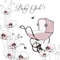 Opakowanie Karnet Swarovski kwadrat Narodziny dziewczynka wózek