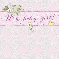 Opakowanie Karnet Swarovski kwadrat Narodziny miś dziewczynka