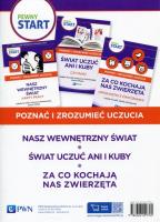 Pewny Start Poznać i zrozumieć uczucia Nasz wewnętrzny świat / Świat uczuć Ani i Kuby / Za co kochają nas zwierzęta. Autor:   Praca zbiorowa. SmakLiter.pl Okładka książki Pewny Start Poznać i zrozumieć uczucia Nasz wewnętrzny świat / Świat uczuć Ani i Kuby / Za co kochają nas zwierzęta