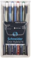 Opakowanie Pióro kulkowe Schneider One Hybrid N 0,5 mm 4 sztuki w etui mix kolorów
