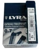 Wkłady grafitowe 2B 0,7mm (12szt). Wydawca: LYRA. SmakLiter.pl Opakowanie Wkłady grafitowe 2B 0,7mm (12szt)