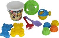 Opakowanie Zestaw 71 wiaderko z nalepką sito łopatka grabki 4 foremki foremki kotek miś konewka