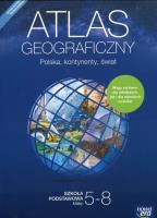 Atlas geograficzny 5-8 Polska, kontynenty, świat. Autor: Opracowanie zbiorowe. SmakLiter.pl Okładka książki Atlas geograficzny 5-8 Polska, kontynenty, świat