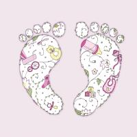 Opakowanie Karnet Swarovski kwadrat Narodziny dziewczynka stópki