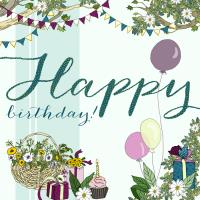 Opakowanie Karnet Swarovski kwadrat Urodziny Balony