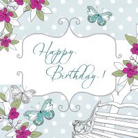 Opakowanie Karnet Swarovski kwadrat Urodziny ławka