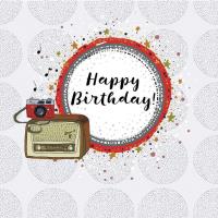 Opakowanie Karnet Swarovski kwadrat Urodziny radio i aparat