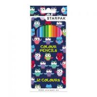 Kredki ołówkowe Sowy 12 kolorów. Wydawca: Starpak. SmakLiter.pl Opakowanie Kredki ołówkowe Sowy 12 kolorów
