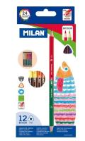 Opakowanie Kredki trókątne Bicolor 24 kolory MILAN