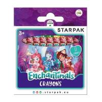 Kredki woskowe Enchanstimals 12 kolorów. Wydawca: Starpak. SmakLiter.pl Opakowanie Kredki woskowe Enchanstimals 12 kolorów
