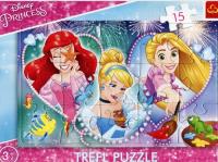 Opakowanie Puzzle 15 Ramkowe Disney Księżniczki Trzy uśmiechy