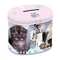 Skarbonka metalowa owalna psy i koty. Wydawca: Starpak. SmakLiter.pl Opakowanie Skarbonka metalowa owalna psy i koty