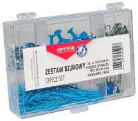 Zestaw biurowy pinezki klipy i spinacze niebieskie. Wydawca: Office Products. SmakLiter.pl Opakowanie Zestaw biurowy pinezki klipy i spinacze niebieskie