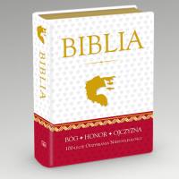 Biblia Domowa w obwolucie patriotycznej. Autor: ks. bp. Romaniuk Kazimierz. SmakLiter.pl Okładka książki Biblia Domowa w obwolucie patriotycznej