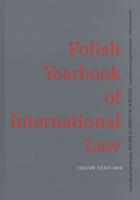 Okładka książki POLISH YEARBOOK OF INTERNATIONAL LAW TOM XXXVI