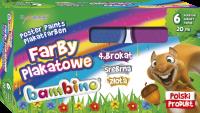 Opakowanie FARBY BAMBINO PLAKATOWE 6 KOLORÓW 20 ML BROKAT