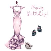 Okładka książki Karnet Swarovski kwadrat CL0322 Urodziny różowa sukienka