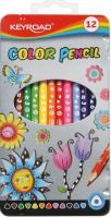 Opakowanie KREDKI TRÓJKĄTNE KEYROAD 12 KOLORÓW W METALOWYM PUDEŁKU