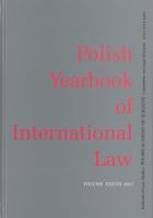 Okładka książki POLISH YEARBOOK OF INTERNATIONAL LAW TOM XXXVII