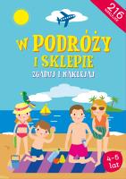 Zgaduj i naklejaj - W podróży i sklepie. Autor: Daria Brzezińska. SmakLiter.pl Okładka książki Zgaduj i naklejaj - W podróży i sklepie