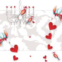 Opakowanie Karnet Swarovski kwadrat YC10_BL Serca i ptaszki