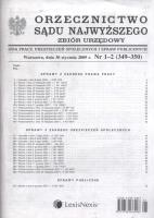 Orzecznictwo Sądu Najwyższego zbiór urzędowy 1-2/2009. Wydawca: LexisNexis. SmakLiter.pl Opakowanie Orzecznictwo Sądu Najwyższego zbiór urzędowy 1-2/2009