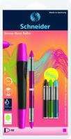Opakowanie Pióro kulkowe SCHNEIDER Breeze NEON M różowe/czarne + 5 x kartridż blister