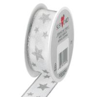 Opakowanie Wstążka 2mx25mm Gwiazdy srebrne