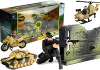 Opakowanie Duży zestaw militarny + Czołg Helikopter Motocykl