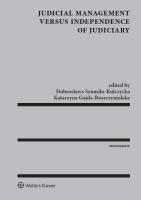 Okładka książki Judicial Management versus independence of judiciary