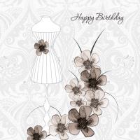 Opakowanie Karnet Swarovski kwadrat Urodziny sukienka