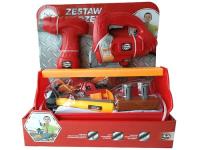Opakowanie Playme - Zestaw narzędzi z wkrętarką, wyżynarką 23el. - czerwony