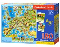 Opakowanie Puzzle 180 Mapa Europy z quizem CASTOR