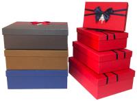Opakowanie Zestaw pudełek - prostokąt kokarda 4 sztuki czerwony