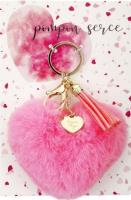 Brelok - pompon serce. Kocham (ciemonróżowe). Wydawca: Jawi. SmakLiter.pl Opakowanie Brelok - pompon serce. Kocham (ciemonróżowe)