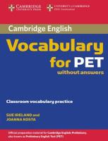 Cambridge Vocabulary for PET Edition without answers. Autor: Ireland Sue, Kosta Joanna. SmakLiter.pl Okładka książki Cambridge Vocabulary for PET Edition without answers