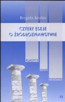 Cztery eseje o źródłoznastwie. Autor: Kurbis Brygida. SmakLiter.pl Okładka książki Cztery eseje o źródłoznastwie