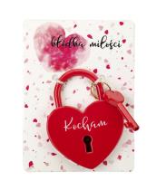 Kłódka miłości czerwona z hasłem Kocham. Wydawca: Jawi. SmakLiter.pl Opakowanie Kłódka miłości czerwona z hasłem Kocham