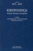 Okładka książki Korespondencja Romana Witolda Ingardena Z dziejów Studia Philosophica Commentarii Societatis Philosophicae Polonorum