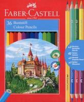 Kredki Zamek 36 kolorów + 3 dwustronne + temperówka. Wydawca: Faber-Castell. SmakLiter.pl Opakowanie Kredki Zamek 36 kolorów + 3 dwustronne + temperówka