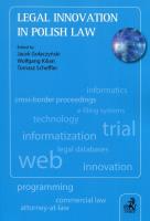 Legal innovation in Polish Law. Autor: Gołaczyński Jacek, Kilian Wolfgang, Scheffler Tomasz. SmakLiter.pl Okładka książki Legal innovation in Polish Law