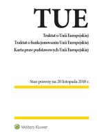 Okładka książki Traktat o Unii Europejskiej Traktat o funkcjonowaniu Unii Europejskiej