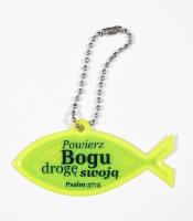 Zawieszka odblaskowa. Rybka - Powierz Bogu drogę... Wydawca: Koinonia. SmakLiter.pl Opakowanie Zawieszka odblaskowa. Rybka - Powierz Bogu drogę..