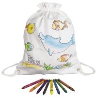 Opakowanie Bawełniany worek do kolorowania z kredkami- Delfin