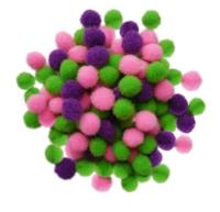 Opakowanie Zestaw Pomponów różowe, fioletowe, zielone 100