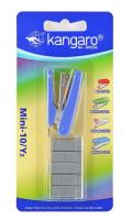 Zszywacz Kangaro mini-10/Y2 10 kart niebieski + zszywki. Wydawca: Kangaro. SmakLiter.pl Opakowanie Zszywacz Kangaro mini-10/Y2 10 kart niebieski + zszywki