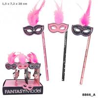 Opakowanie OŁÓWEK Z MASKĄ I PIÓRKAMI FANTASY MODEL 8866 MIX WZORÓW