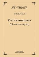 Peri hermeneias (Hermeneutyka). Autor: Arystoteles. SmakLiter.pl Okładka książki Peri hermeneias (Hermeneutyka)